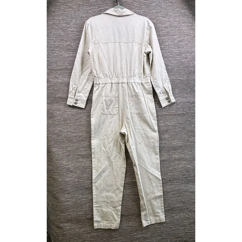 Sandy Liang Jumpsuit Womens Sz 4 White Denim One Piece Coveralls Utility Target